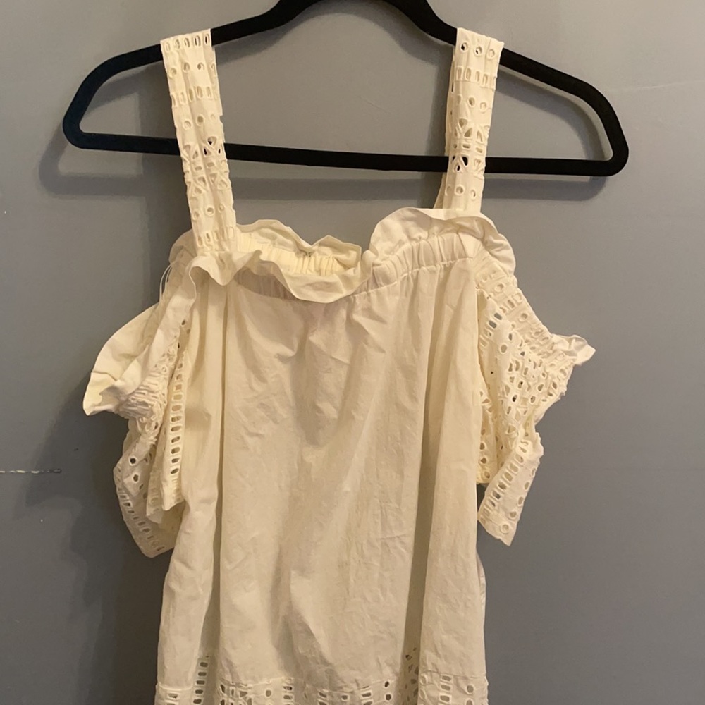 CREAM VINCE CAMUTO TOP OFF THE SHOULDER white peasant bohemian boho free people